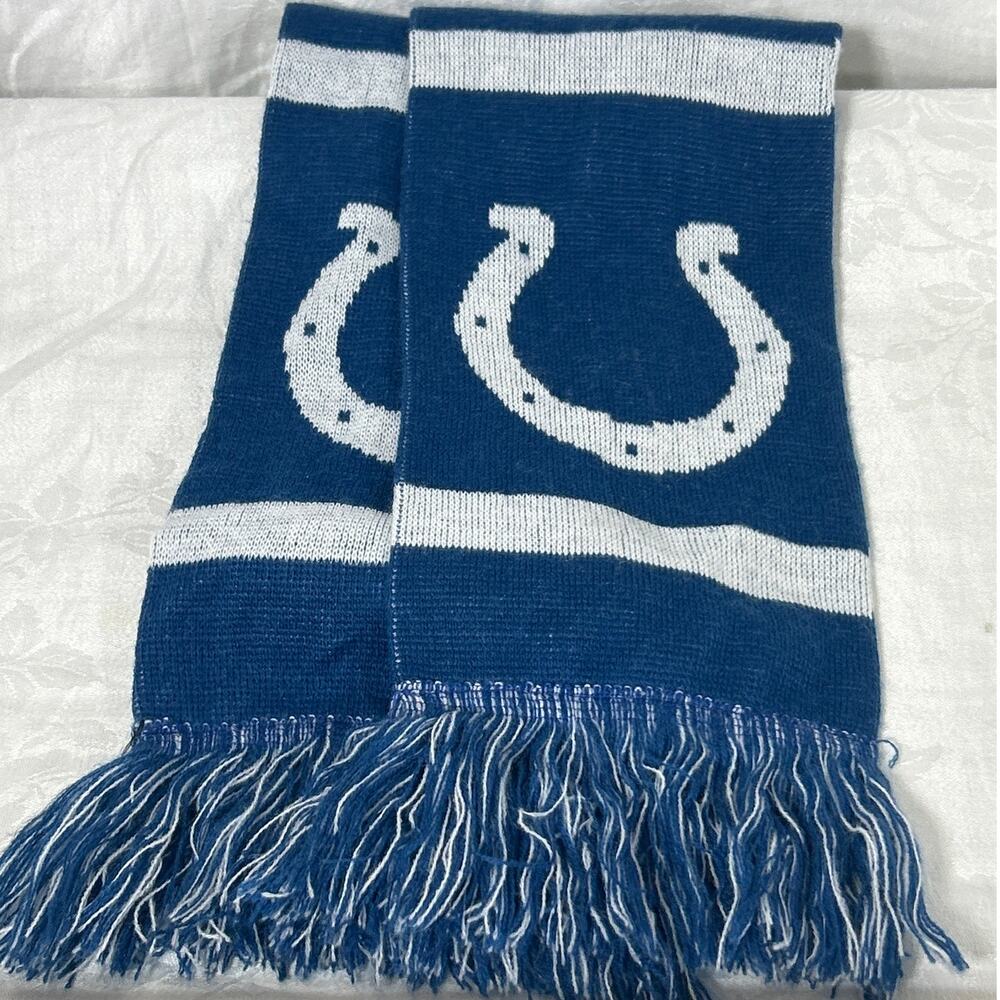 Indianapolis Colts Scarf Football NFL Indiana Horseshoe Blue White Fringe Winter